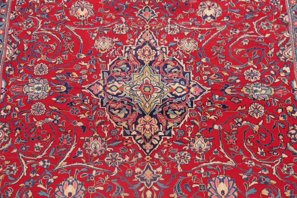 Consigned, Traditional Vintage Oriental Handmade Persian Area Rug, Red, 7x11