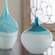 Large Teardop Shape Glass Vase Set, Blue Green Turquoise Elegant Sculpted