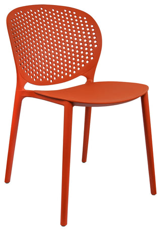Stackable Plastic Armless Side Dining Chairs Fully Assembled Set of 2, Dark Orange