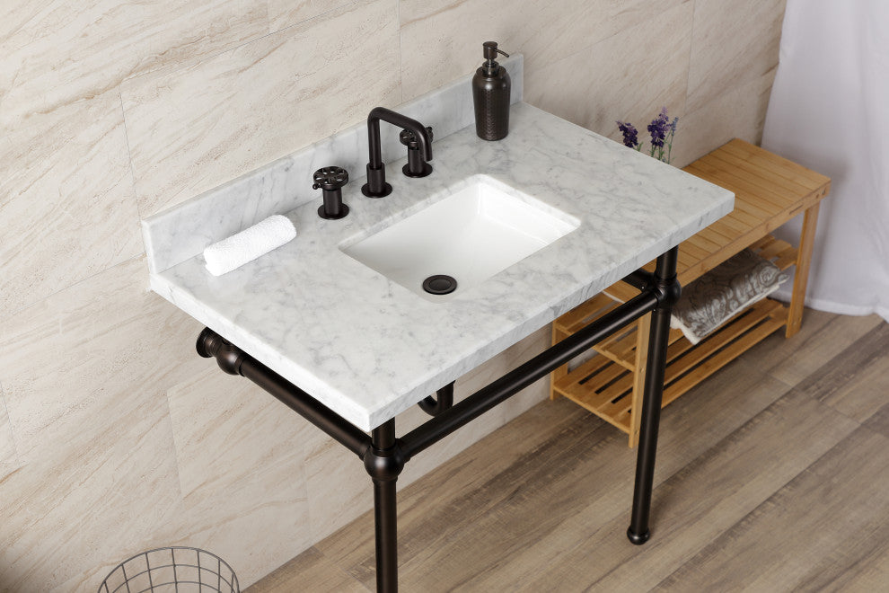 KVBH3622M8SQ5 36" Console Sink with Brass Legs (8-Inch, 3 Hole)