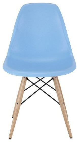 Light Blue Midcentury Modern Plastic Dining Chair, Set of 4