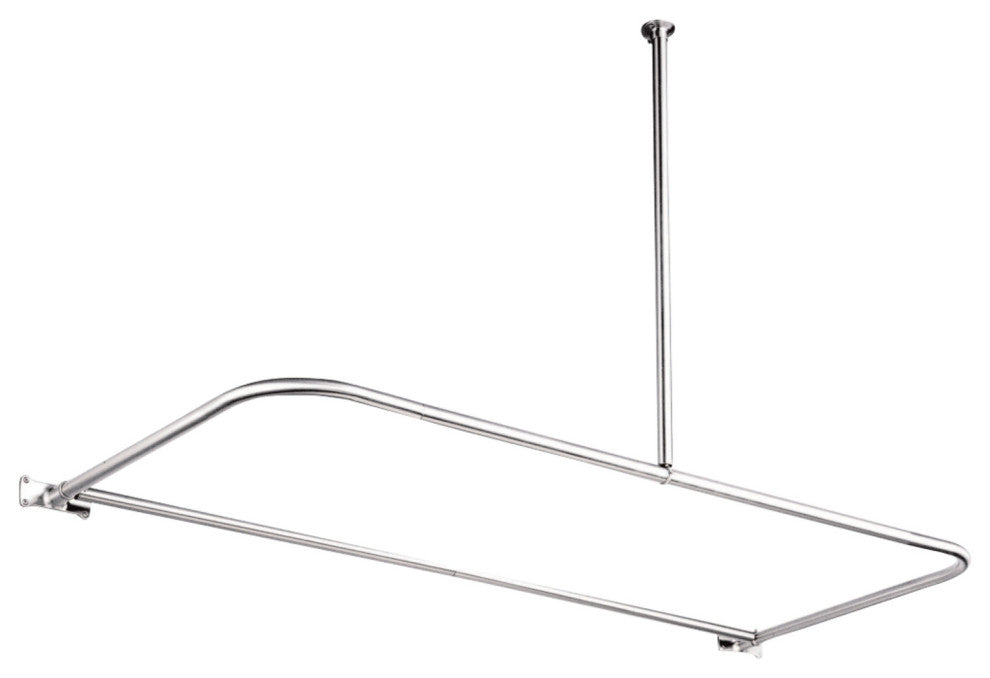 Kingston Brass D-Type Shower Curtain Rod, Polished Chrome