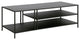 48" Black Steel Coffee Table With Two Shelves