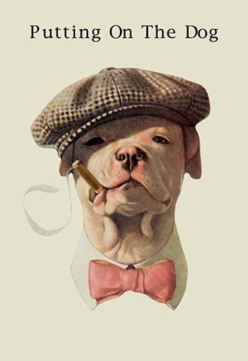 Dog in Hat and Bow Tie Smoking a Cigar- Paper Poster 20" x 30"