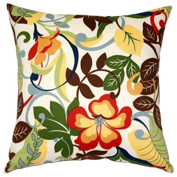 Pillow Decor, Vallarta White Floral Outdoor Throw Pillow 19"x19"