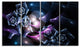 Glowing Bouquet of Beautiful Roses, Abstract Canvas Art Print, 48"x28", 4 Panels