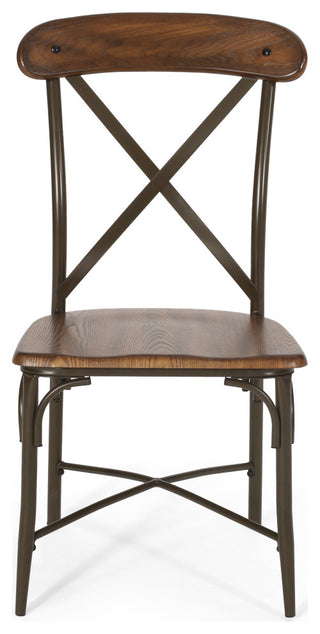 Hettle Farmhouse Crossback Dining Chairs (Set of 2), Dark Brown and Espresso