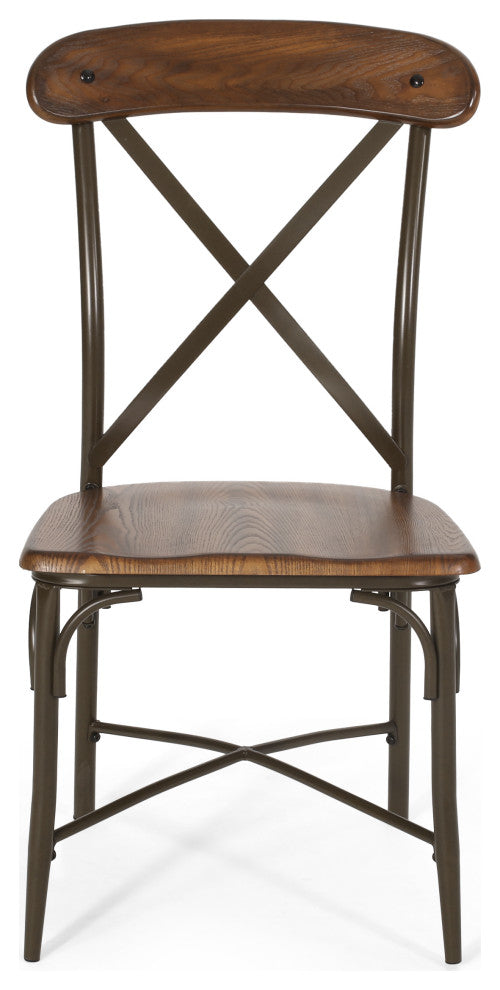 Hettle Farmhouse Crossback Dining Chairs (Set of 2), Dark Brown and Espresso