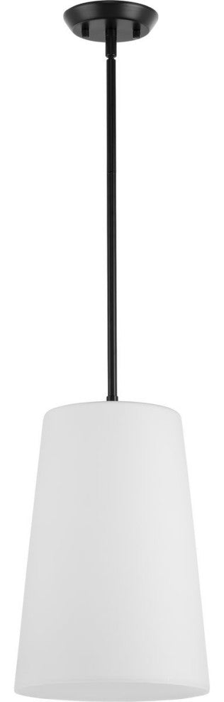 Clarion Collection One-Light Matte Black Etched White Transitional Pendant