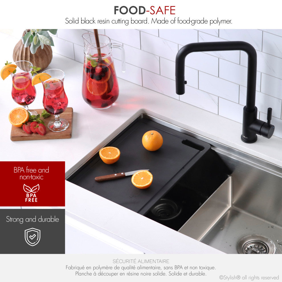 STYLISH Workstation Sink Black Cutting Board A-917