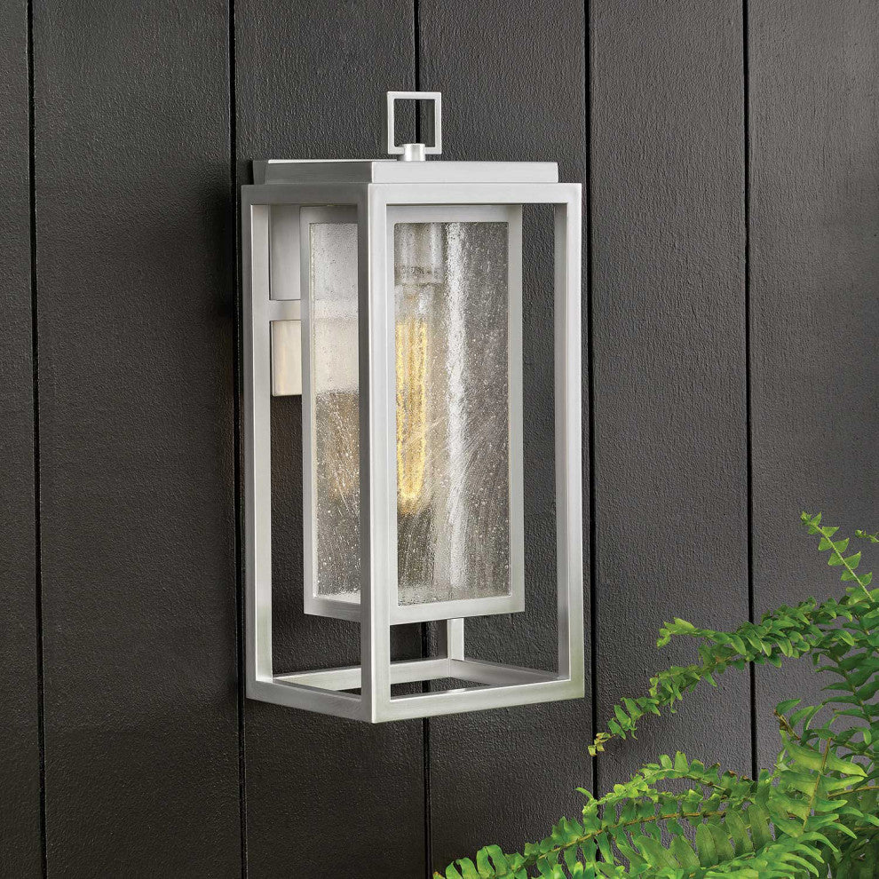 Hinkley 16" Republic Medium Outdoor Wall Mount Lantern, Satin Nickel