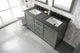 60" Double Sink Vanity Cabinet, Carrara White Top, Pewter Green