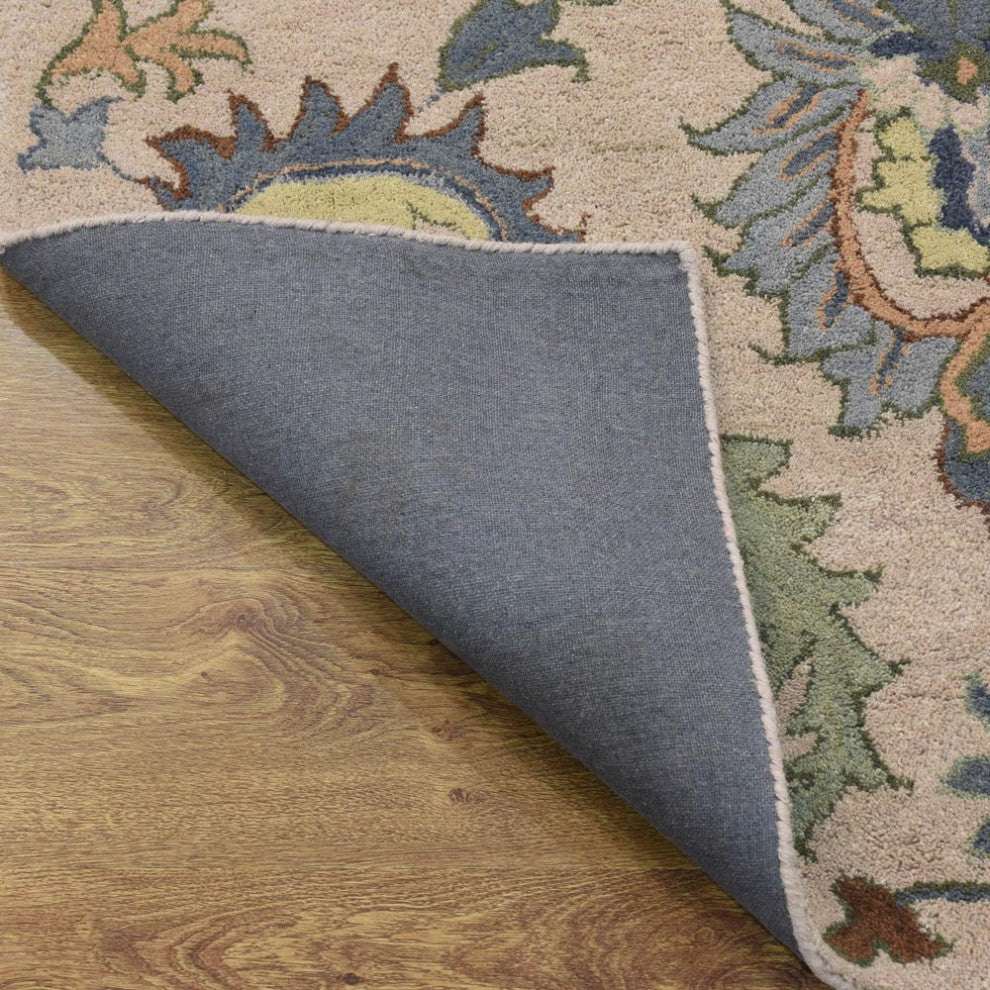 HAND TUFTED WOOL ECO-FRIENDLY AREA RUGS - Rectangle,Cream,Floral