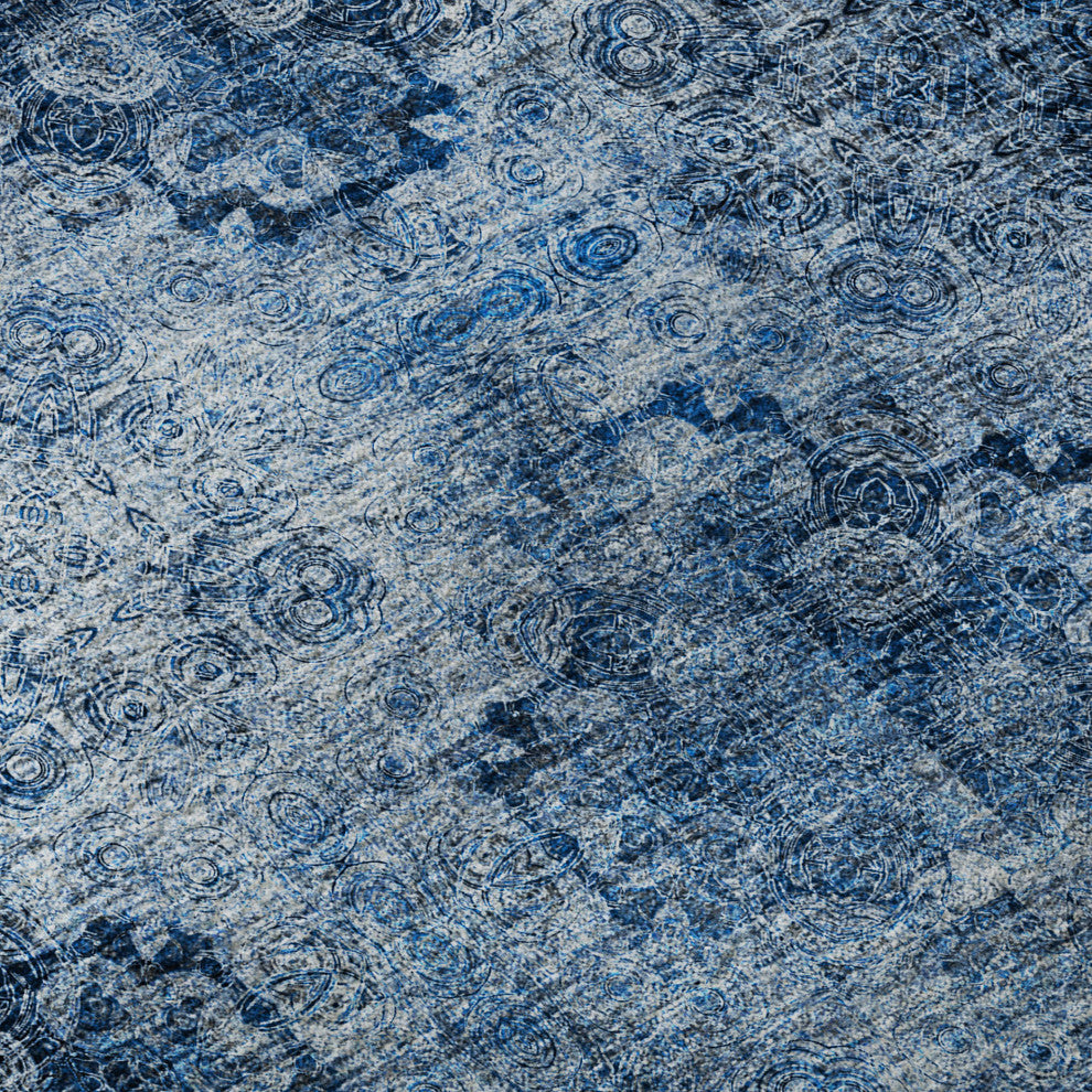 Premium Machine Washable Mayfield AMF557 Navy 8' x 10' Rug