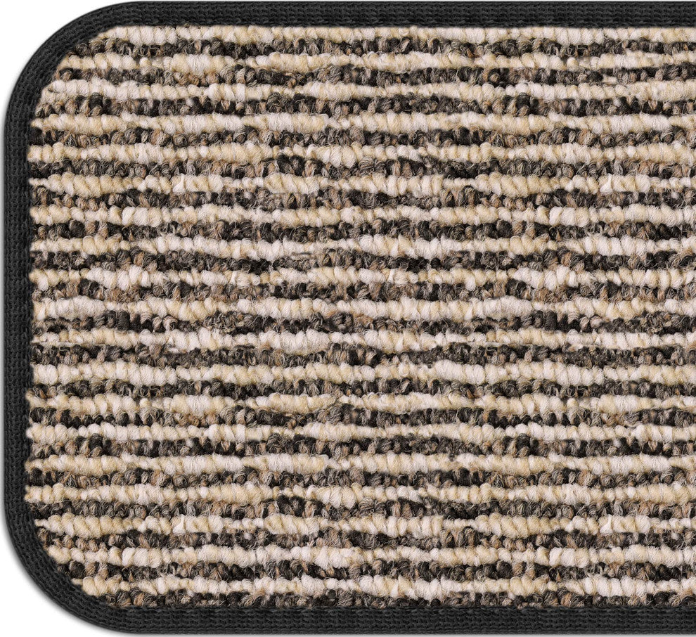 Set of 15 Skid-Resistant Carpet Stair Treads Black Ripple, 8"x30"