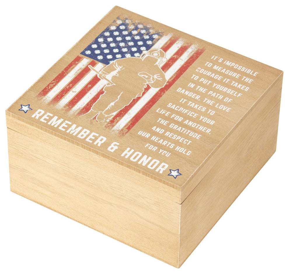 Wood Box, Remember And Honor Fireman