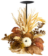 12" Autumn Harvest and Pumpkin Fall Candle Holder
