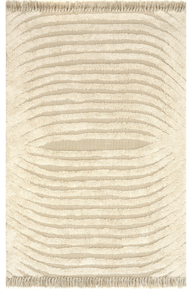 Riley Textured Shag Area Rug, Cream 10'x14'