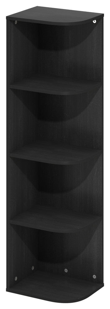 Furinno Pasir 4-Tier Corner Open Shelf Bookcase Blackwood