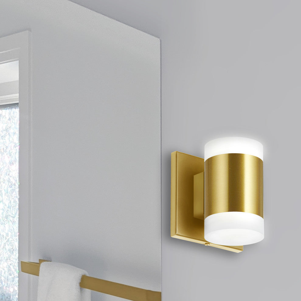 Wilson Modern 2 Light Aged Brass White Metal Wall