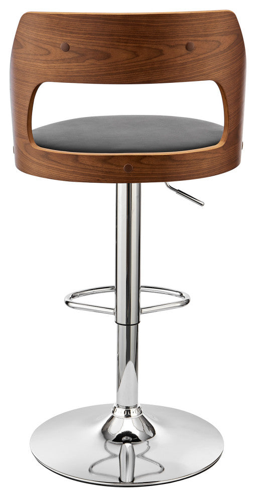 Black Upholstered Chrome Base Adjustable Swivel Bar Stool