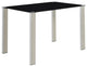 Metal Based Dining Table With Dramatic Black Glass Top