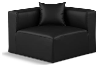Cube Upholstered Modular Component, Black, Vegan Leather, Corner Chair