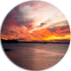 Yellow Sky Over Calm Sydney Coast, Seashore Disc Metal Wall Art, 11"