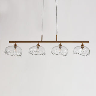 LNC Ranunculus 4-Light 44.5" Brass Modern Linear Glass Island Light