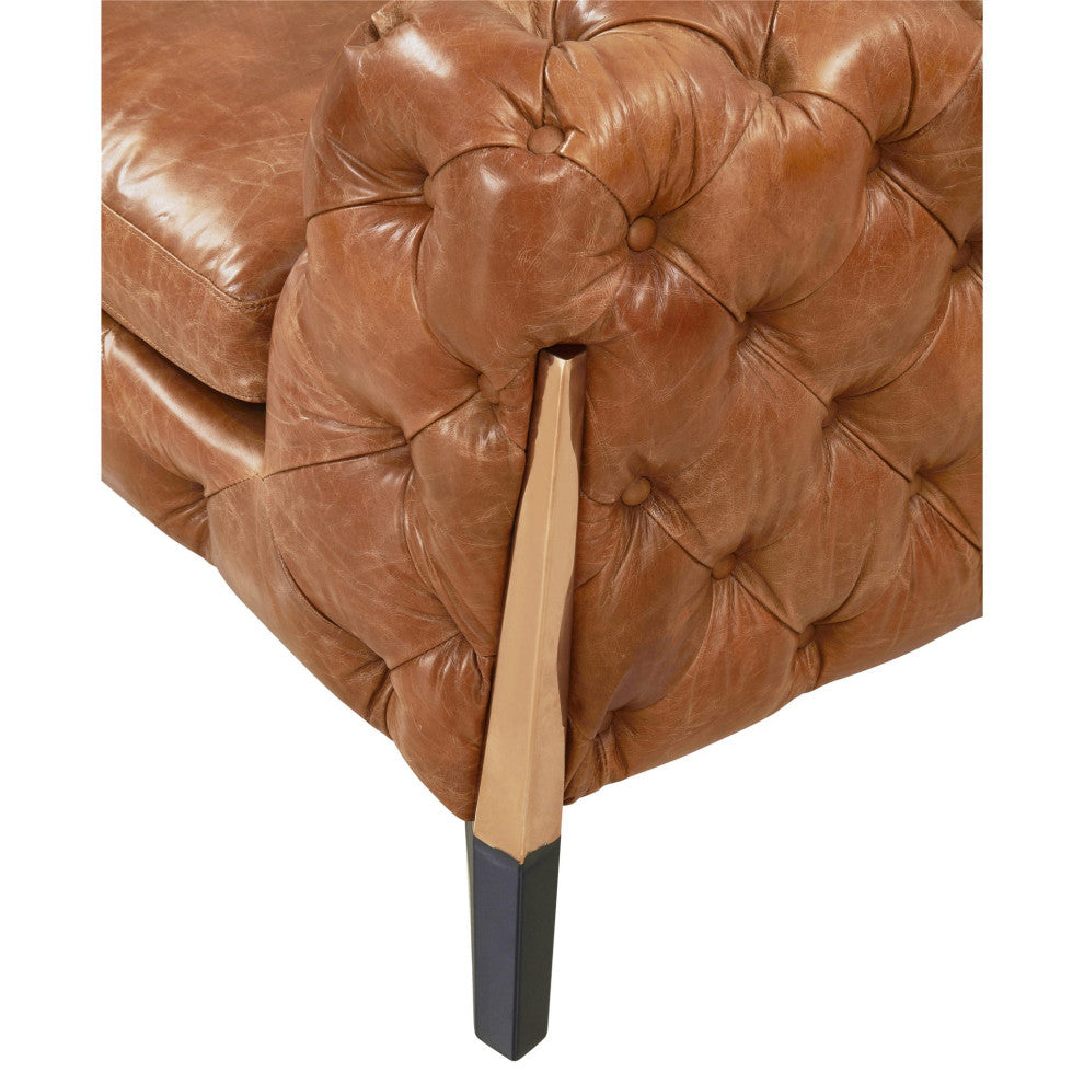 Crafters and Weavers Olivia Tufted Chesterfield Sofa, Brown, Love Seat