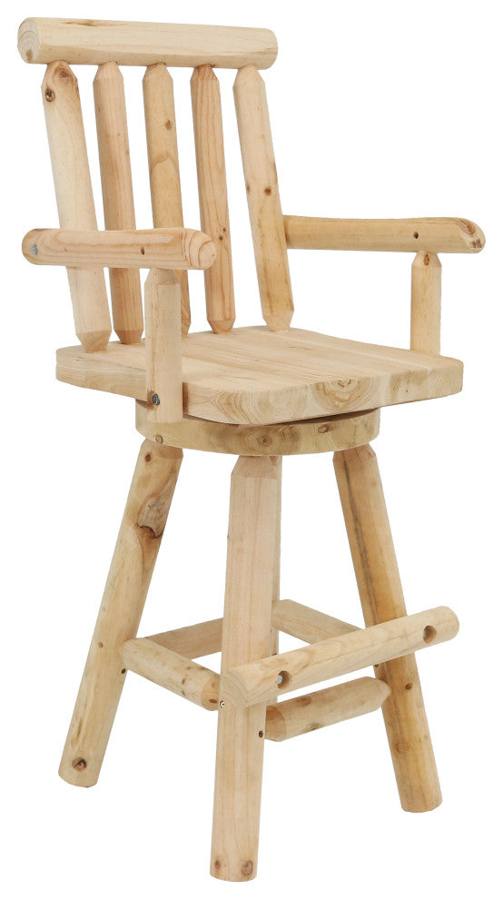 Sunnydaze Rustic Bar Stool - Log Style Unfinished Wood - Multiple Options, 1 Barstool