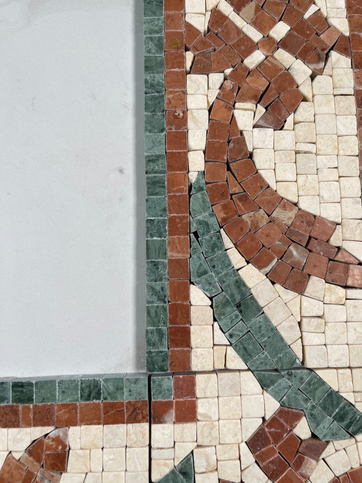 Marble Mosaic Border Listello Tile Clover Red 4.7x12 Polished Tumbled, 1 piece