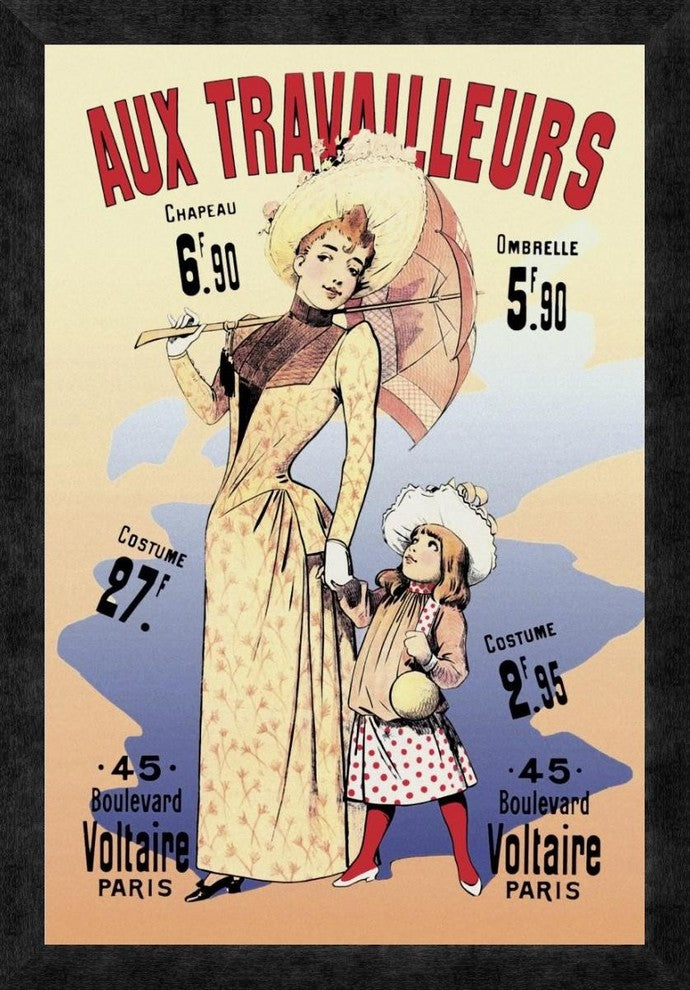 "Aux Travailleurs" Framed Canvas Giclee by Alfred Choubrac, 18"x26"