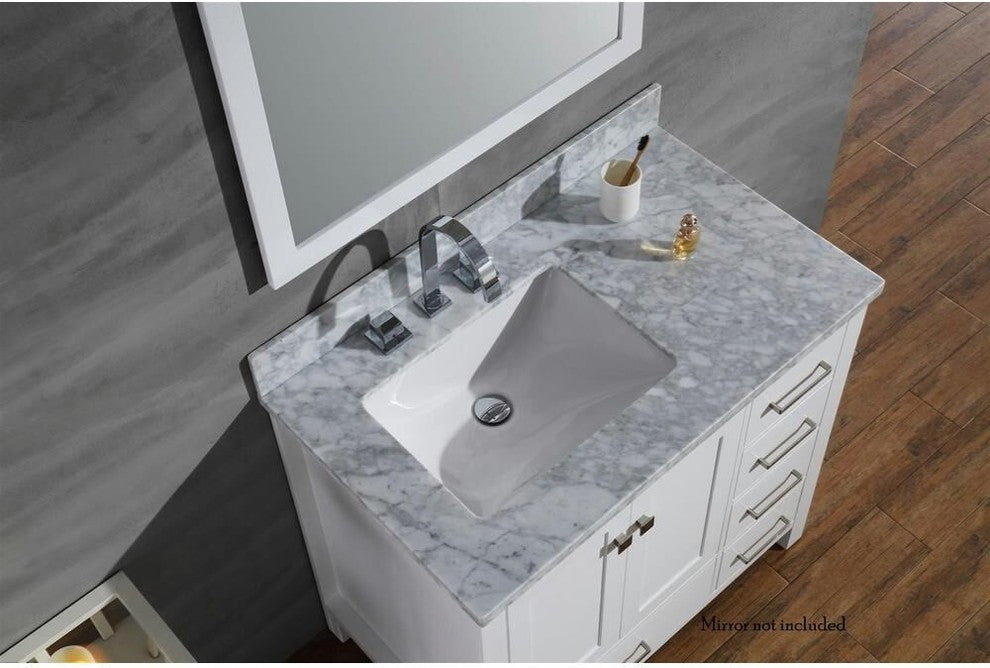ARIEL Cambridge 37" Left Rectangle Sink Bathroom Vanity with Marble Top