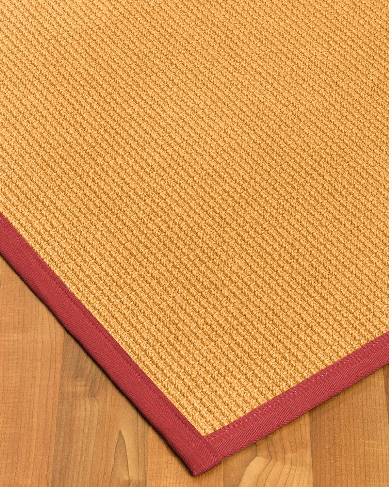 Natural Area Rugs Davlin Custom Sisal Rug, 12' x 18', Red Border