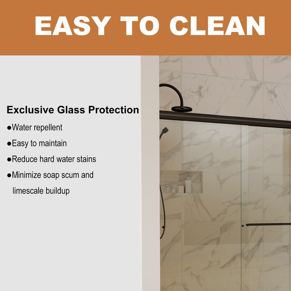 60" W x 70" H Framed Traditional Sliding Shower Door, Matte Black