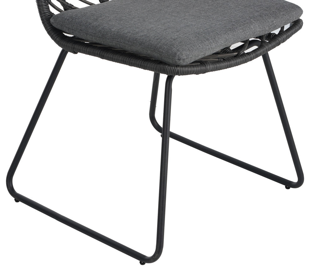 Azlee Outdoor Wicker Dining Chairs With Cushions, Set of 2, Gray