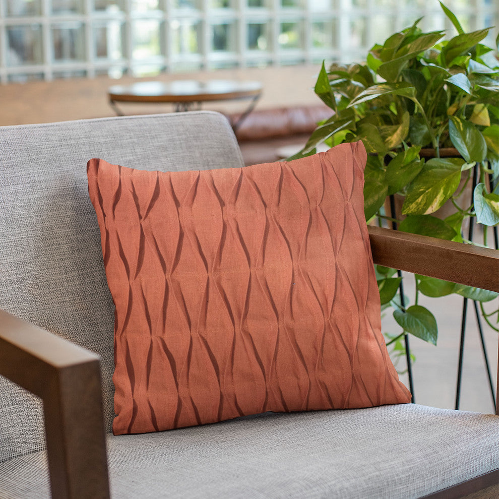 Plutus Red Tucked Solid Color Luxury Throw Pillow, 26"x26"