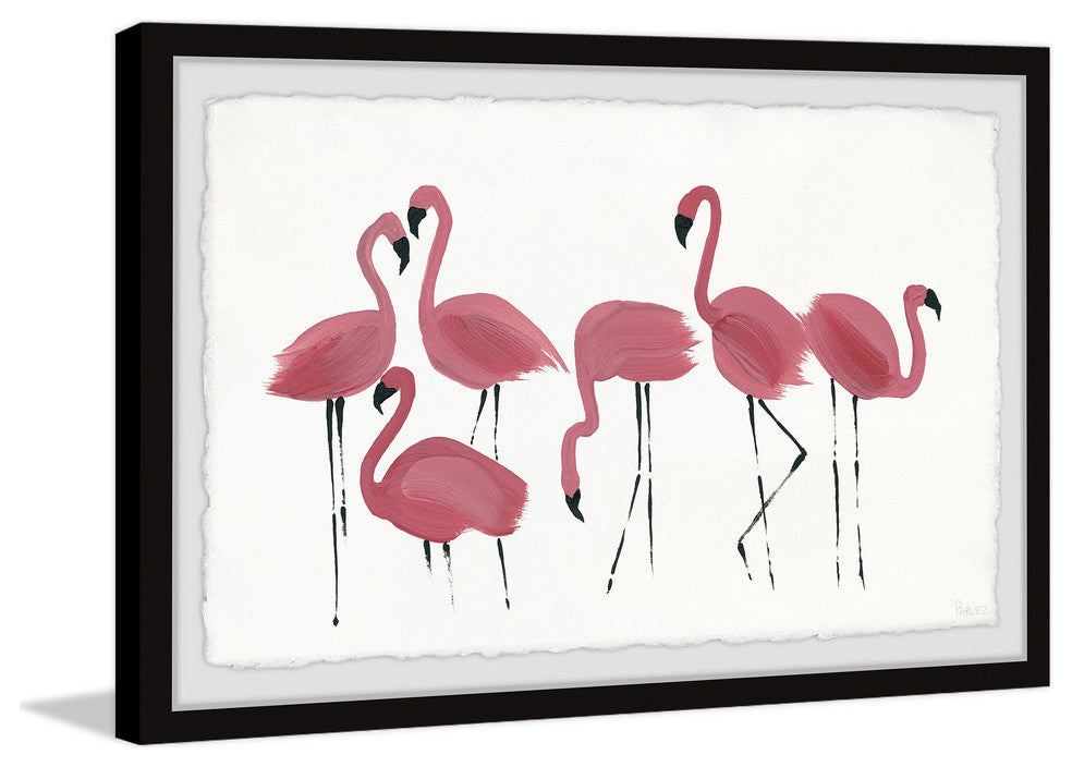 "Flamingo Art" Framed Painting Print, 18"x12"