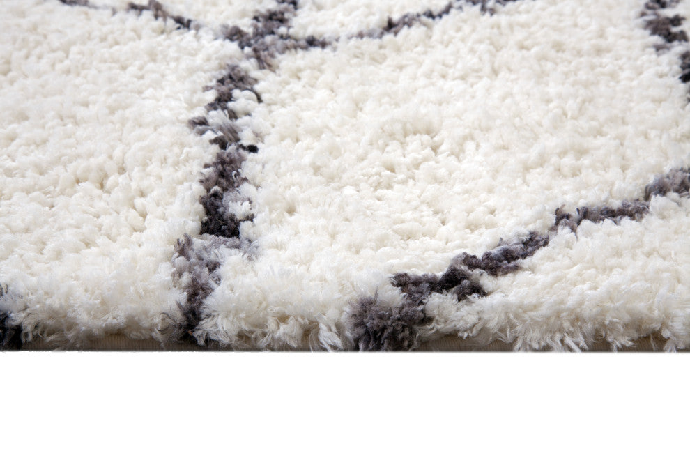 Oasis Cosima White and Dark Gray Polyester Area Rug