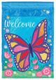 Flag Large Butterfly Welcome 13x18