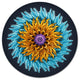 Yellow Blue Abstract 3D Flower, Flowers Disc Metal Artwork, 23"