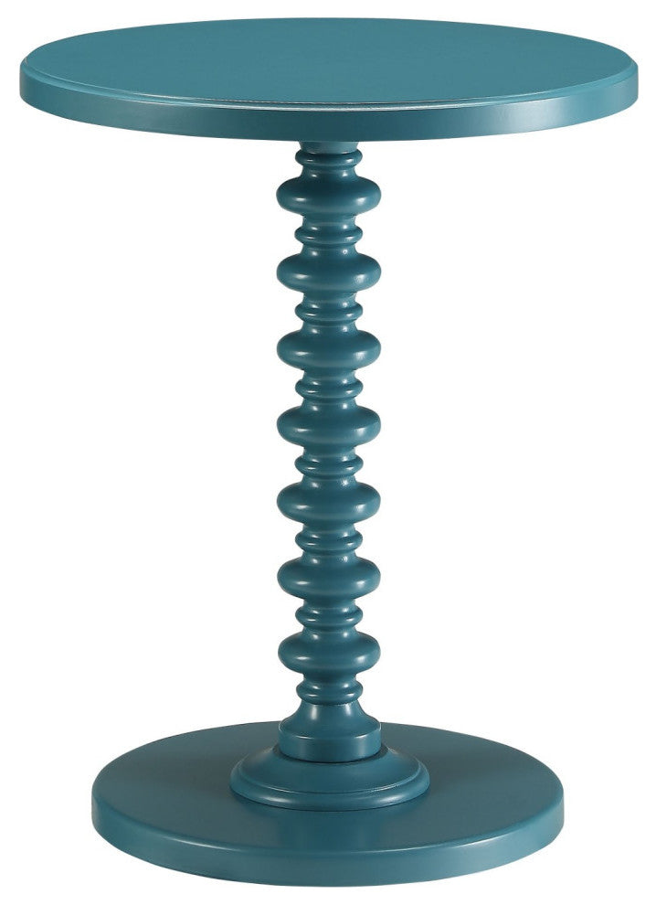 Fun Teal Wood Pedestal End Table