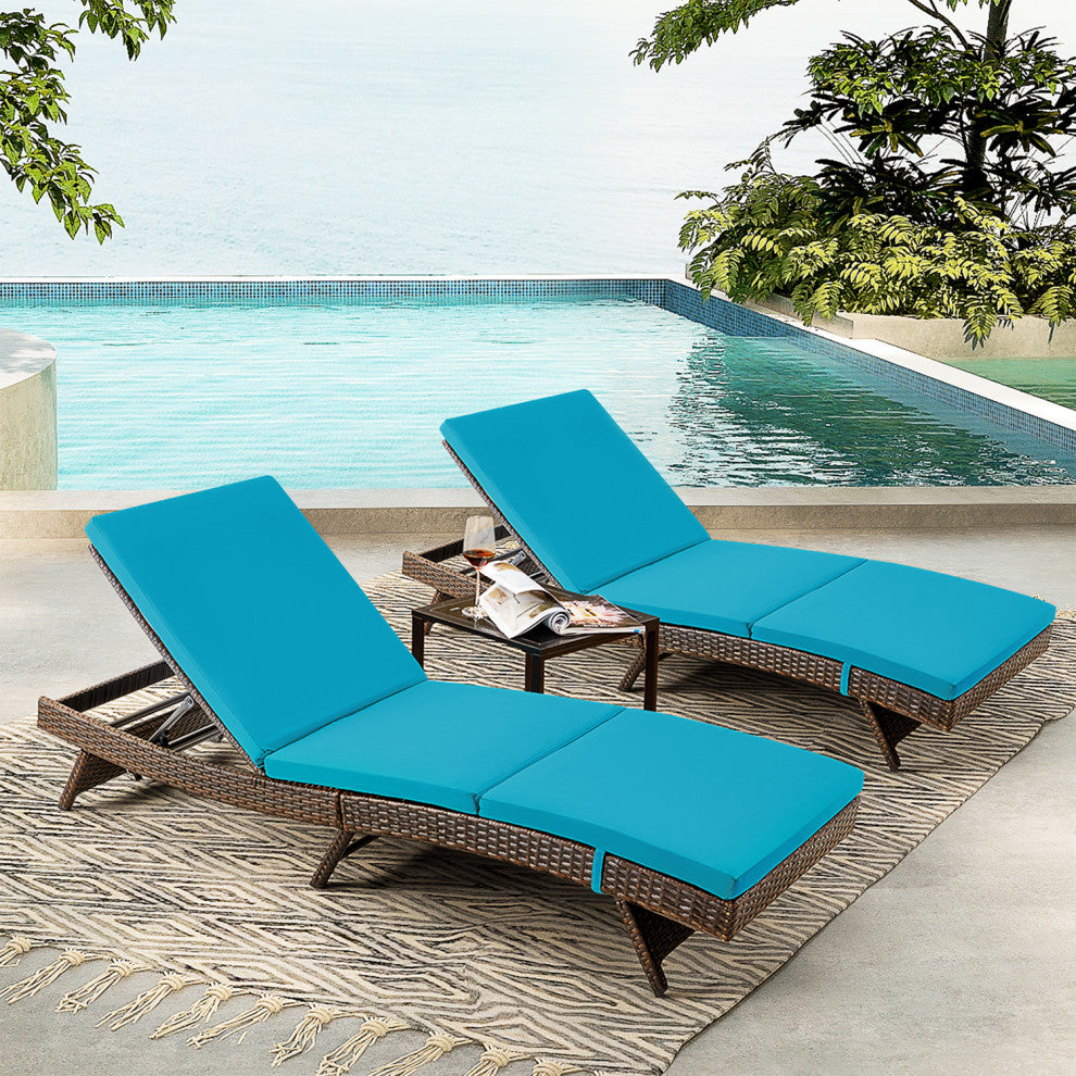 HOMREST Patio Lounge Chair Set of 2 with Adjustable Backrest, Blue