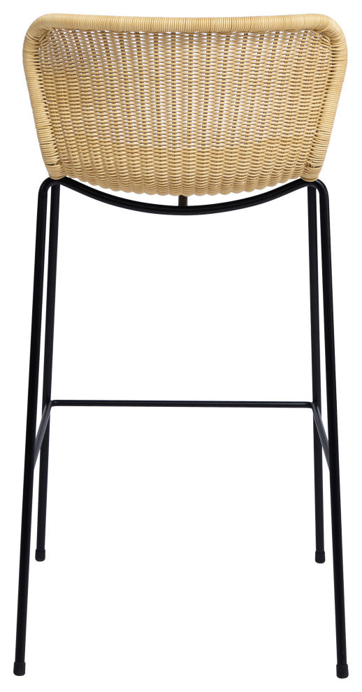 C603 Outdoor Bar Stool, Black Frame, Wheat Seat