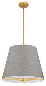 Preston Contemporary 4 Light Grey Aged Brass Fabric Pendant