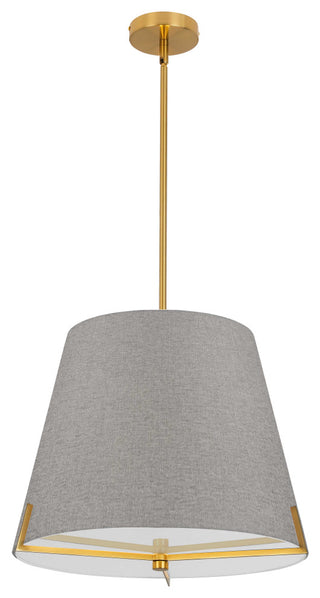 Preston Contemporary 4 Light Grey Aged Brass Fabric Pendant
