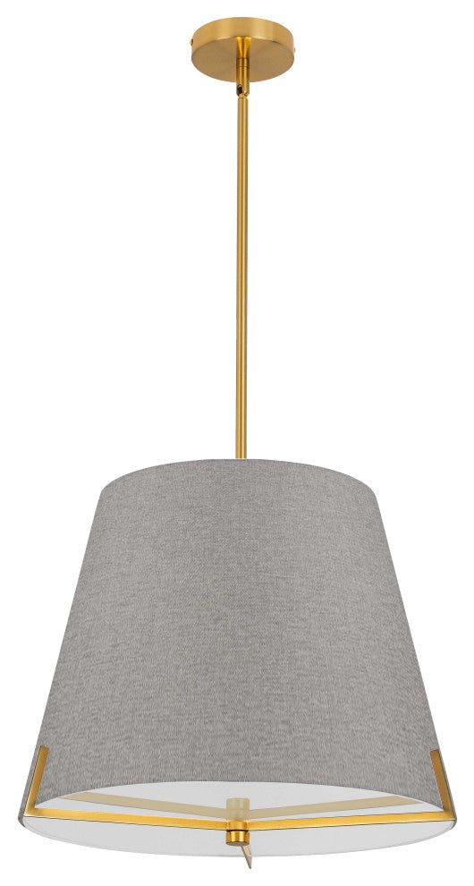 Preston Contemporary 4 Light Grey Aged Brass Fabric Pendant
