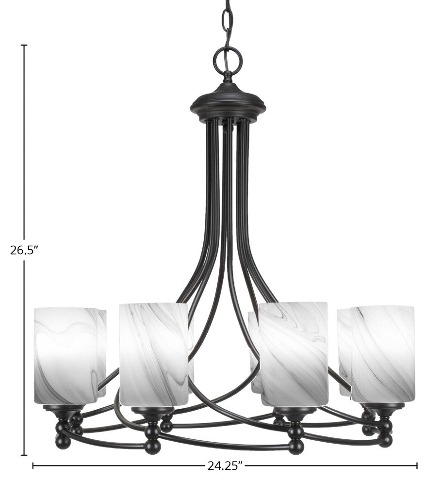 Capri 8-Light Chandelier, Matte Black/Onyx Swirl