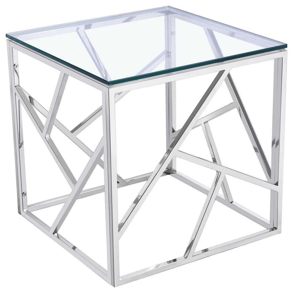 Cortesi Home Nico Square Stainless Steel End Table